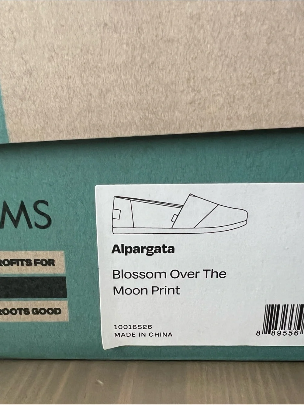 TOMS Alpargata Blossom Over the Moon Print Ortholite Slip on Sneakers sz 6 NIB